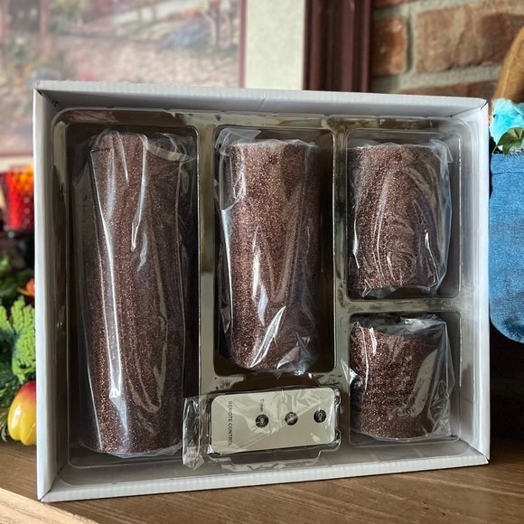 5-Piece Bronze Sparkle Candle Set with Remote - Picture 3 of 9